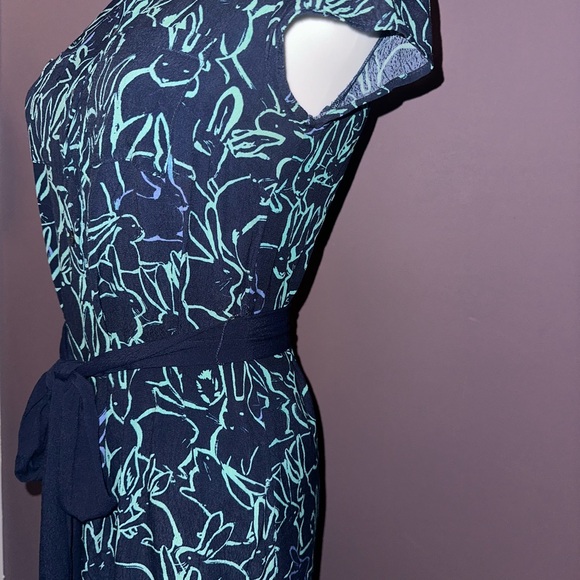 Anthropologie Maeve‎ Rabbit Prink Blue/Teal Shirt Dress, Size 00P (#88) - Picture 5 of 10